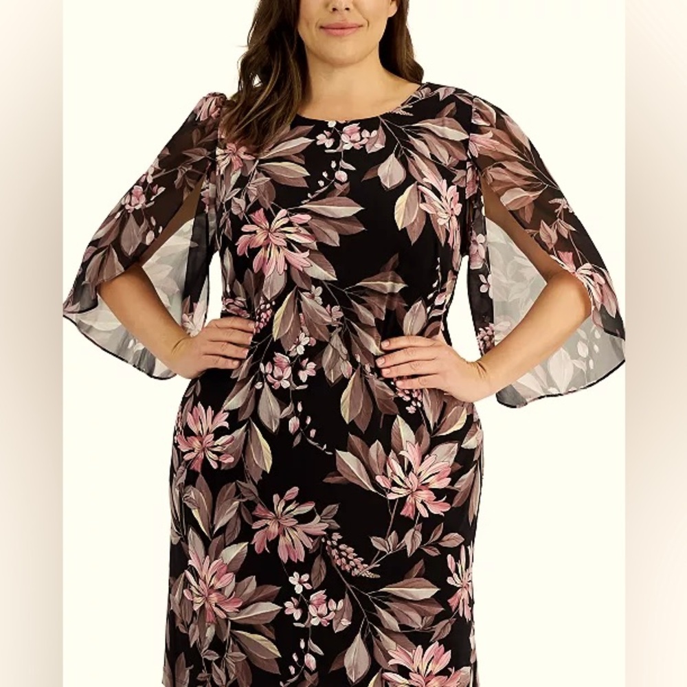 Light floral dress with sheer sleeve